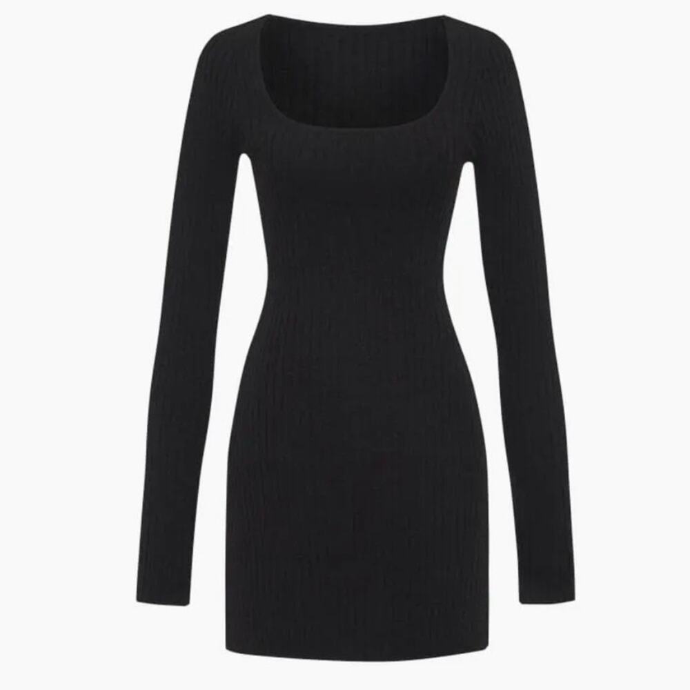 Rumored Black Ribbed Mini Dress - Picture 8 of 12